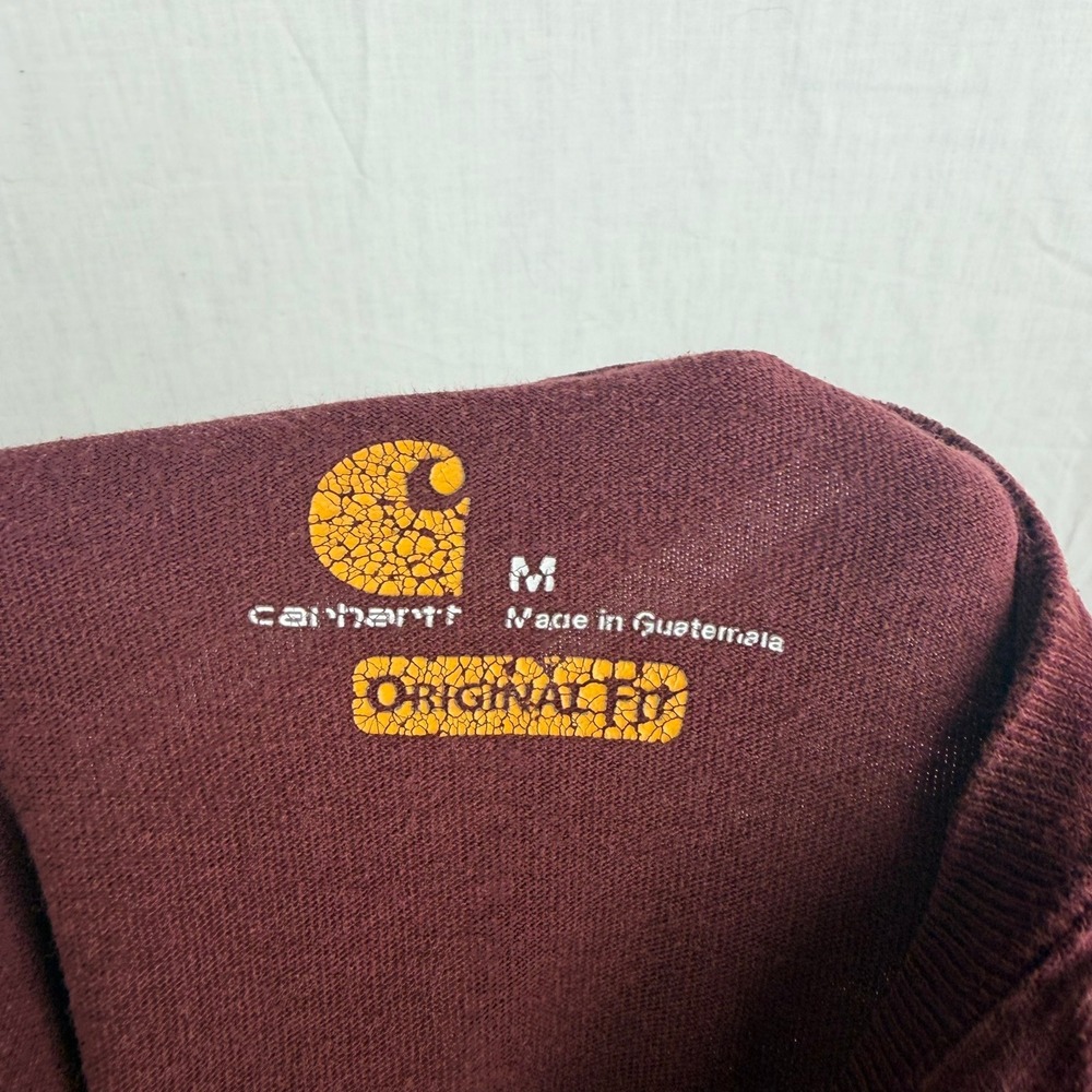 Carhartt Mens K126 PRT Long Sleeve Pocket T-Shirt Burgundy Maroon Original Fit M - Picture 5 of 13